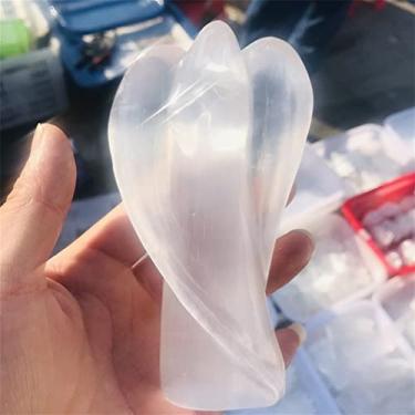 Imagem de Home Collections Decoração de casa, estatueta de anjo da guarda selenita branca natural, cristais crus, esculpidos à mão, pedra de cristal de gesso, decoração de casa, presentes faça você mesmo, 1