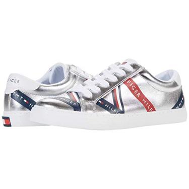 Imagem de Tommy Hilfiger Tênis feminino de renda, Prata/branco, 7