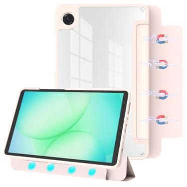 Imagem de E NET-CASE Capa magnética destacável para Samsung Galaxy Tab A11 / Tab A9 de 8,7 polegadas 2025/2023, traseira ultratransparente, à prova de arranhões, fácil de retirar e fixar, hibernar/despertar