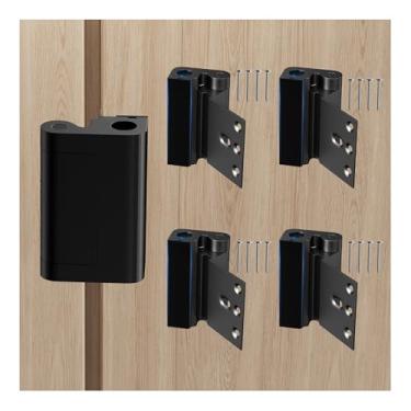 Imagem de Tonitrui Fechadura de porta de segurança doméstica alargada, trava de reforço de porta para alta resistência, suporta 544 kg para evitar entrada não autorizada (preto de 4 unidades)