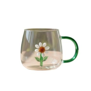 Imagem de Xícara Caneca de vidro 400ML Árvore de Natal-Margarida- coração - Flor (Margarida)