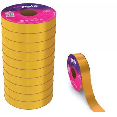 Imagem de Fita Poli Lisa 15MM X 50M Dourada - Pacote com 10 Rolos - Emfesta