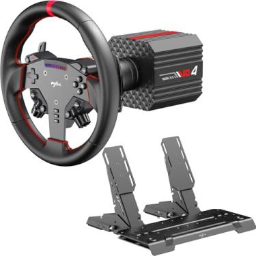 Imagem de PXN VD4 Bundle F – PC Sim Racing Setup with 4Nm Direct Drive Servo Motor Base, 11-Inch W AS Racing Wheel & PD HM Brake & Throttle Pedals – Force Feedback Steering Wheel for PC Windows 7–11