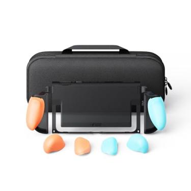 Imagem de Savage Raven by Skull & Co. FissionGrip Bundle (Carrying Case included): Dockable Split Protective Case for Nintendo Switch 2 (2025), Slim PC Shell with Detachable Grip Cover- Neon Blue & Red