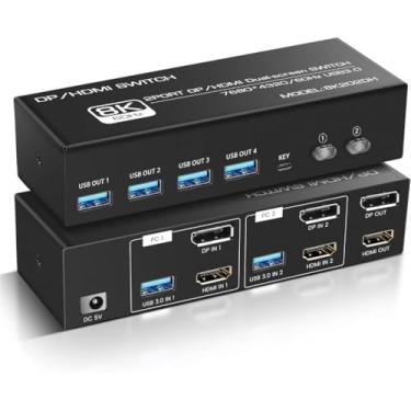Imagem de Chaveador Kvm Hdmi Displayport 2x2 8k 60hz 120hz 2 Monitores