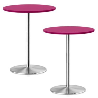 Imagem de Pacote com 2 toalhas de mesa elásticas pequenas redondas para mesas de coquetel de 76 cm, capa de mesa de piquenique à prova d'água, elástica, lavável, dobrável, toalha de mesa de elastano para