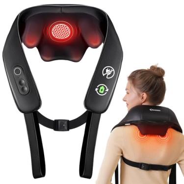 Imagem de Massageador de pescoço e ombro com calor, massageador sem fio para costas e pescoço, aquecimento de grafeno atualizado, massagem profunda Shiatsu 4D para ombros, costas, pernas, alívio da dor