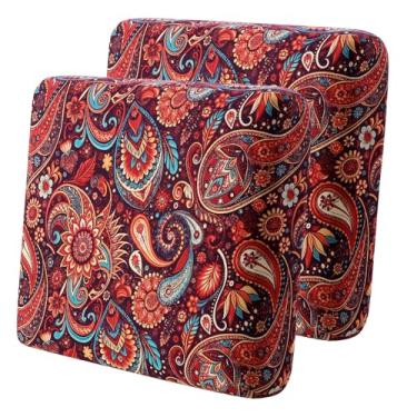 Imagem de YISUN Capas de sofá de poliuretano à prova d'água e respiráveis para assento de sofá para 1/2/3 lugares, substituição elástica para cadeira/protetor de móveis (flor vermelha, 2 peças)