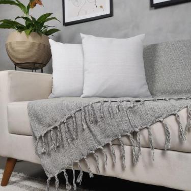 Imagem de Kit Manta Para Sofá Cinza + 2 Capas De Almofada Com Zíper Cor:12 - Gen