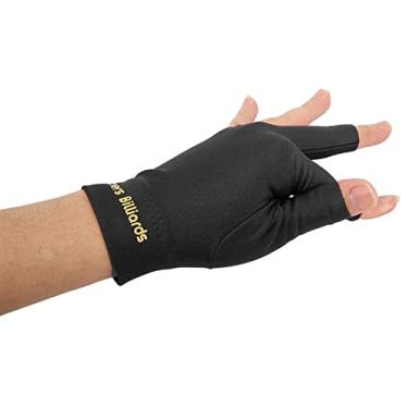 Imagem de Luvas de bilhar para bilhar, luvas de taco de sinuca de 3 dedos, luva esportiva para mão esquerda direita (preto)