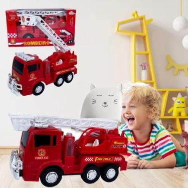 Imagem de Brinquedo Educativo Caminhão De Bombeiro Infantil Com Som E Luzes Excl