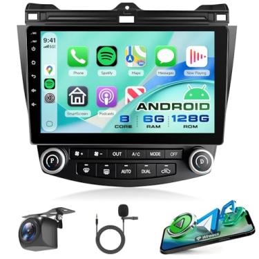 Imagem de Rádio estéreo automotivo 8Core 6G + 128G Android 15 para Honda Accord 2003-2007, Rimoody Wireless Carplay Android Auto 10,1 polegadas, tela sensível ao toque, GPS, WiFi, espelho, DSP, Bluetooth, FM