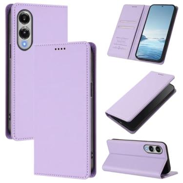Imagem de Capa carteira fina para Samsung Galaxy S25 Edge com capa flip magnética, compartimentos para cartões e suporte, bloqueio RFID, compatível com carregamento sem fio, capa protetora à prova de choque
