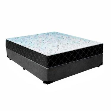 Imagem de Cama Box Casal 138 Suede Cinza Com Colchão Espuma D33 Marrocos 30cm - 