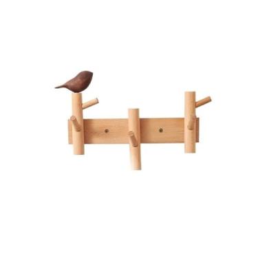 Imagem de Prateleiras suspensas Cabide de madeira criativo para sala de estar, porta de entrada, cabideiro de parede, ganchos para chaves e chapéus(X-Small)