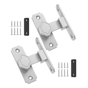 Imagem de Mixizigoz Fechadura de porta de celeiro de 90 graus, fechadura de porta deslizante de liga de alumínio resistente, trava de portão de segurança doméstica adequada para celeiro, banheiro, jardim, cerca