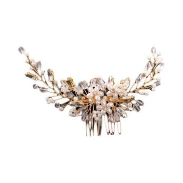 Imagem de Tiara De Cristal Com Flores De Strass E Pérolas Para Mulheres, Acessór