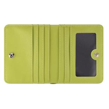 Imagem de Carteira feminina com bloqueio de RFID, pequena, compacta, dobrável, luxuosa, com bolso para identidade, Verde, Tendência
