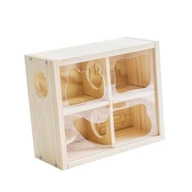 Imagem de Ｂｅｓｇａ Casinha de madeira para hamster, cabana de hamster com dois níveis, brinquedo de atividade para pequenos animais, habitat decorativo, esconderijo para, Madeira E Acrílico