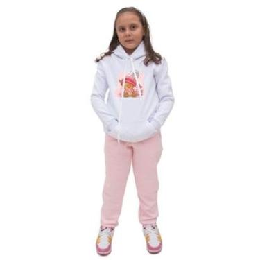 Imagem de Conjunto Infantil Blusa Moletom Canguru Menina Estampa Ursinho e Calça Com Bolso-Feminino
