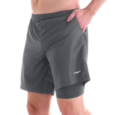 Imagem de Bermuda Fitness com Short Interno Cinza Zee Rucci - Trend, M