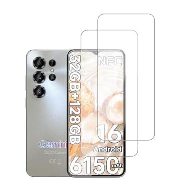 Imagem de Oshmirian Protetor de tela para Doogee NOTE 56 X Pro – Pacote com 2 películas de vidro temperado, dureza 9H, antiarranhões, clareza HD, sem bolhas, antiimpressões digitais, protetor de tela sensível