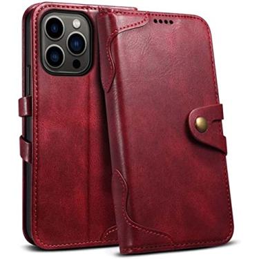 Imagem de VEVEL Capa para Apple iPhone 14 Plus 6,7 polegadas 2022, Stent Função Couro à Prova de Choque Clamshell Folio Capa de Telefone Carteira [Suporte de Cartão] (Cor: Vermelho)