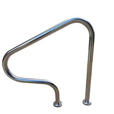 Imagem de AkosOL Corrimão para piscina ao ar livre - kit completo, trilhos de mão antiderrapantes para piscinas de aço inoxidável para escadas corrimão de segurança para entrada de segurança, para spa e parque