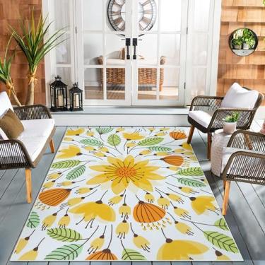 Imagem de Lahome Tapete Floral Interno/Externo, 1,5 x 2,4 m, Antiderrapante, para Área de Piquenique, Varanda, Quintal, Sala de Estar