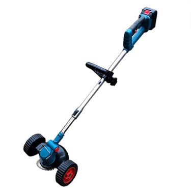 Imagem de 0/1/2 baterias e rodas cortador de grama elétrico sem fio jardim grama hedge trimmer ajustável máquina de corte portátil