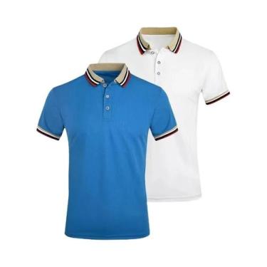 Imagem de Camisa Polo Masculina De Verão 2PCS Respirável Casual Para Escritório 
