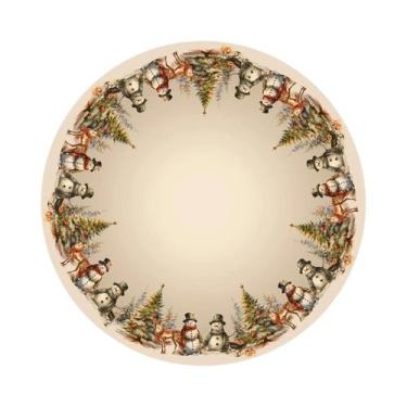 Imagem de Toalha De Mesa Vintage De Natal Com Boneco De Neve Dourado Decorações 