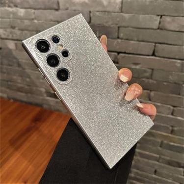 Imagem de Capa para celular Samsung Galaxy S25 S24 S23 S22 Ultra Plus com glitter, cor sólida, brilhante e resistente a impactos, cor prata.