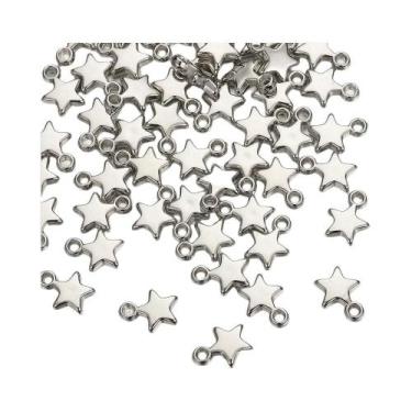Imagem de Contas De Acrílico Em Forma De Estrela Douradas E Prateadas De 9mm, 10