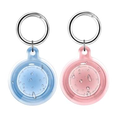 Imagem de Foweroty IPX8 à prova d'água para suporte de AirTag, para Apple para Airtags com chaveiro, para capa Air Tag para bagagem, coleira de cachorro, proteção total anti-arranhões para suporte de etiquetas