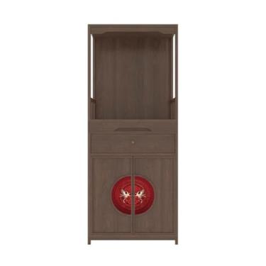 Imagem de Armário de oferta Shentai com porta dupla Mandir Home, estilo chinês, incenso de madeira zen, altar santuário (marrom)
