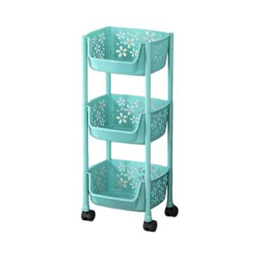 Imagem de Carrinho de armazenamento com rodinhas multicamadas - Organizador de cozinha, banheiro e sala de estar com rodas, design aberto, pegada compacta, ideal para uso doméstico e escritório