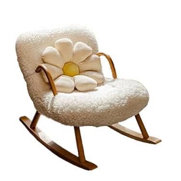 Imagem de Cadeira de balanço pequena com design estofado - Cadeira de balanço interna com travesseiro e apoio para os pés - perfeita para pequenos espaços em interiores de casa