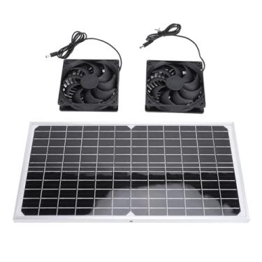 Imagem de LiebeWH Ventilador Movido a Energia Solar, Kit de Ventilação Dupla para Galinheiros, Estufas, Eficiente de Exaustão e Admissão de Ar Com Painel Solar de 16W