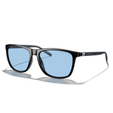 Imagem de MERRY'S Óculos de sol unissex de alumínio polarizado vintage para homens/mulheres S8286, Armação preta/lente matizada azul/hastes cinza, Lens Width: 58 Millimeters