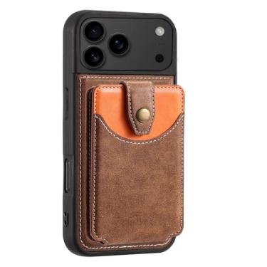 Imagem de Genérico Capa de couro magnética para iPhone 17/17 Air/17 Pro/17 Pro MAX, capa fina removível com porta-cartões, design elegante para homens e mulheres (Brown, 17 Air)