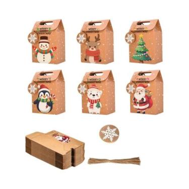 Imagem de 24 Caixas De Presente Festivas De Natal Com Design De Floco De Neve, S