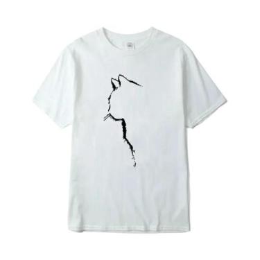 Imagem de Camiseta Masculina 100% Algodão De Manga Curta Com Estampa De Gato Leg