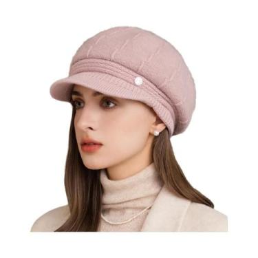 Imagem de Chapéu De Inverno Feminino Da Moda: Gorro De Tricô Elegante Com Forro 