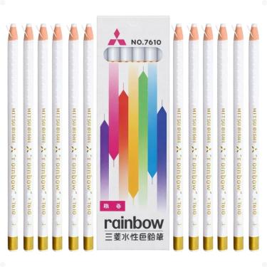 Imagem de Kit Mitsubishi Rainbow: 12 Lápis Dermatográfico Branco 7610-1