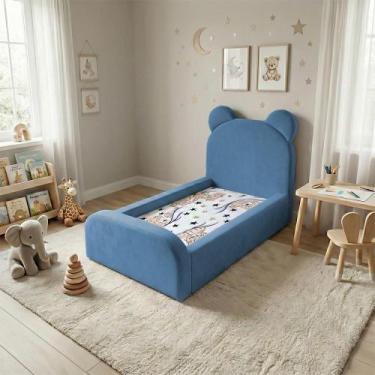Imagem de Cama Infantil Segura e Confortável Soft com Colchão Azul - PORTOFINO, 