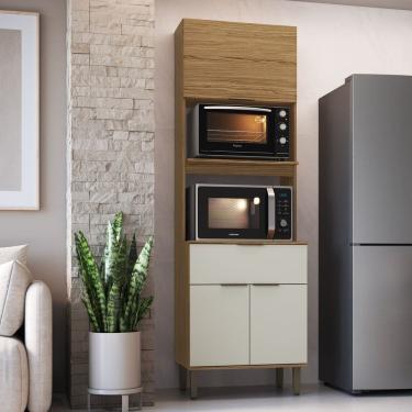 Imagem de Torre para Microondas e Forno 2 Portas Florença Naturalle/Sabbia