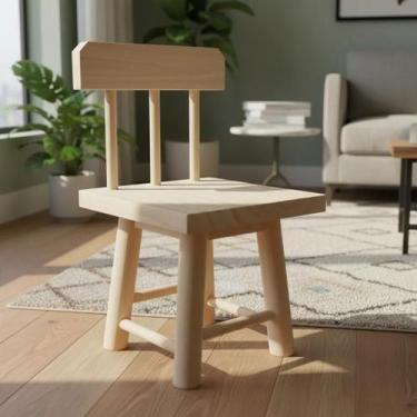 Imagem de Cadeira Infantil de Madeira Pinus 40x25 Cm Resistente e Confortável Ca