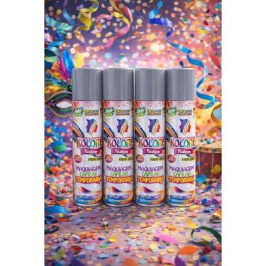 Imagem de Kit 4 Tintas Spray Divertida Para Cabelo Fashion Prata 125ml/55g Axé B