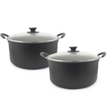 Imagem de Kit 2 Caçarola Dona Chefa Antiaderente Tampa Vidro 32cm 28cm
